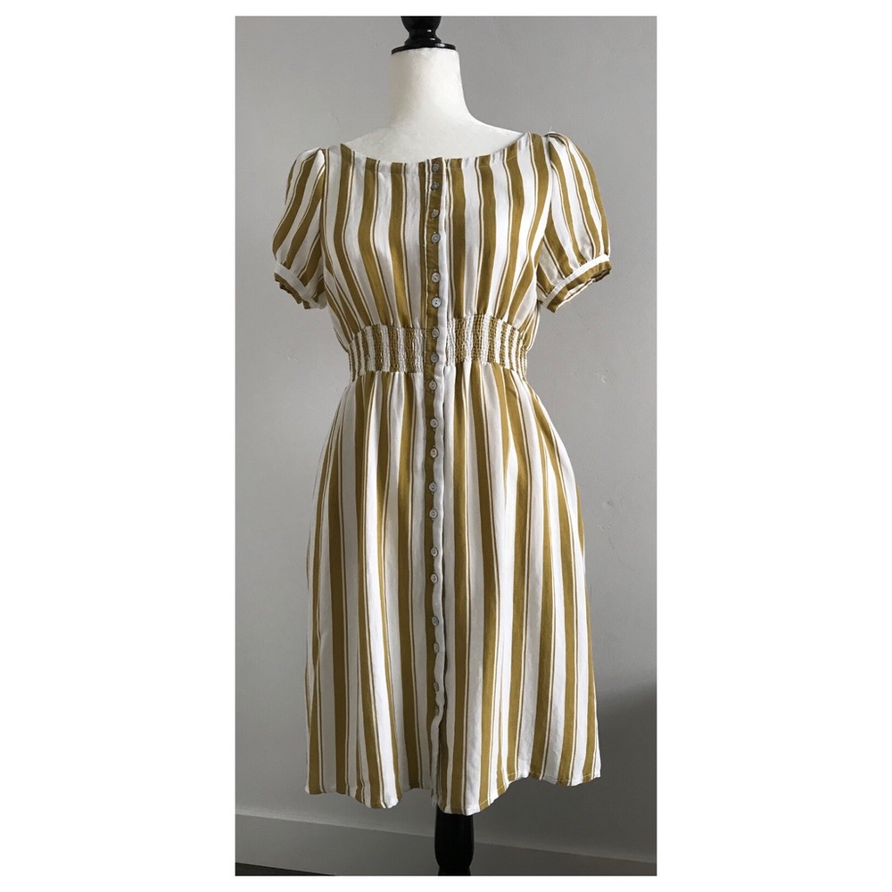 Striped button front dress